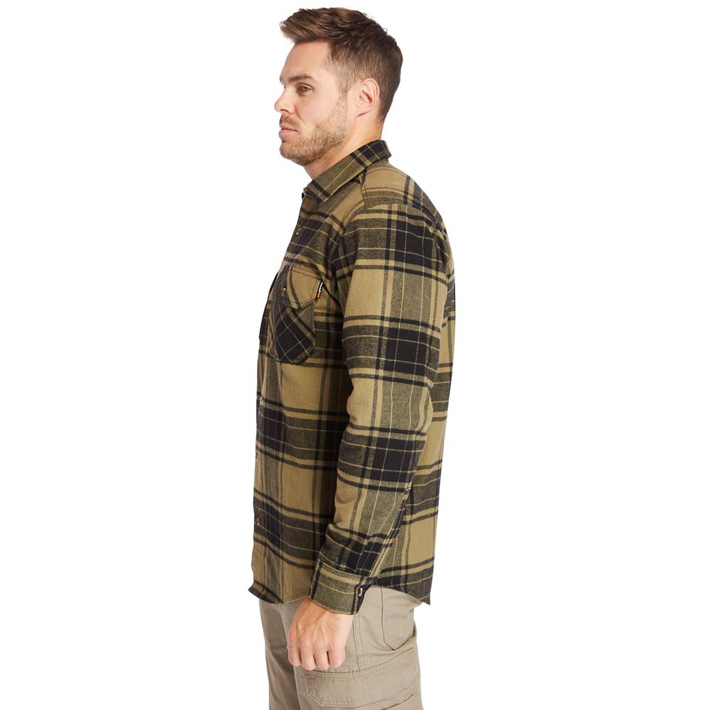 Timberland Πουκαμισα Ανδρικα Ελιά - Pro® Woodfort Heavyweight Flannel Work - Greece 7642581-YR